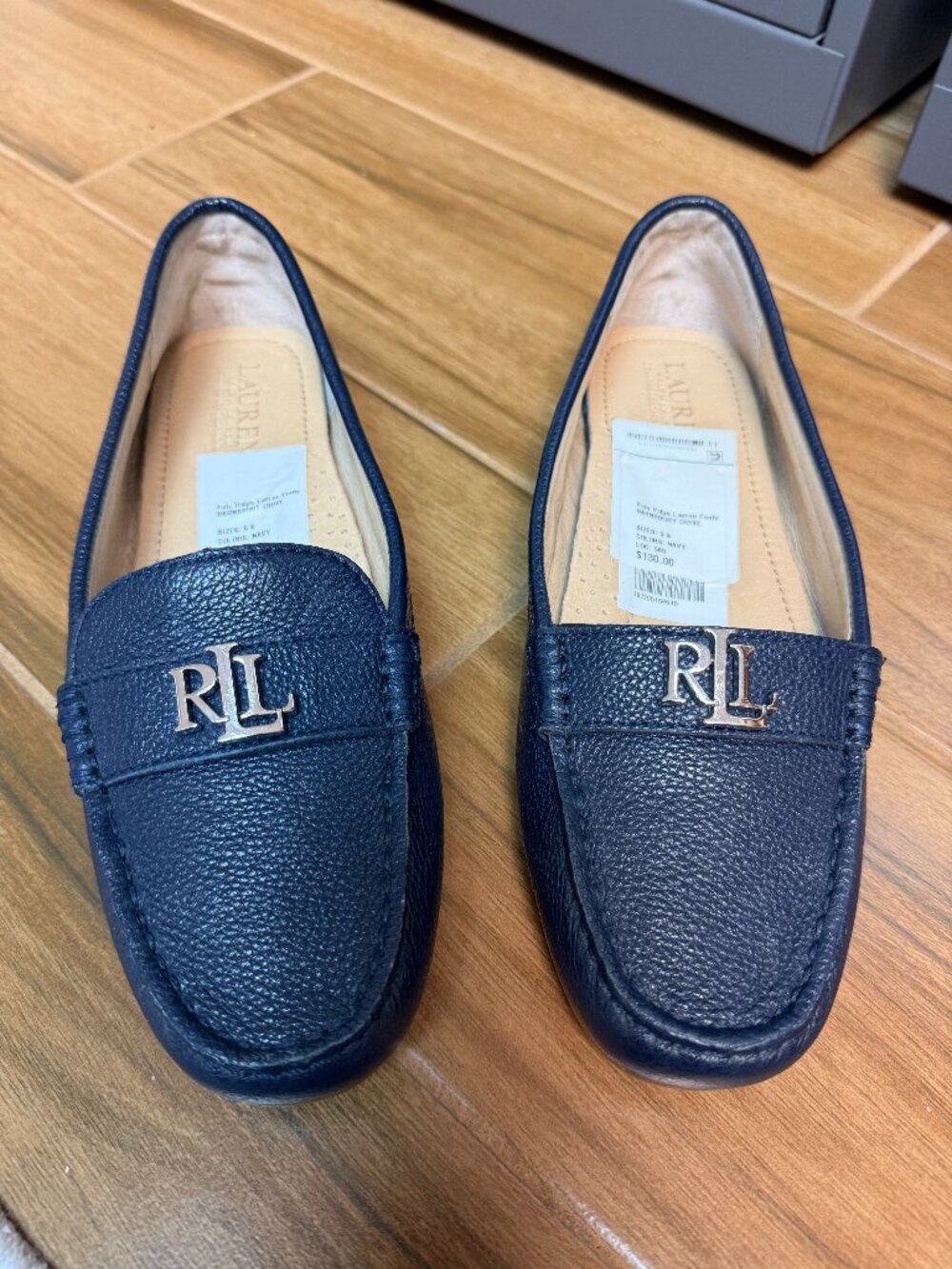 Polo Ralph Lauren Women's Navy Barnsbury Leather Drivers Size 6-Brand New!